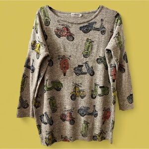 Women’s Fun, Colorful, Scooter Print, Long Sleeve Sweater M/L